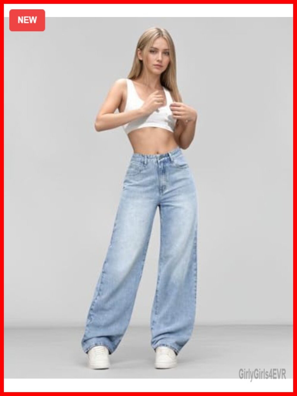 Wide Leg Baggy Y2K Jeans High Stretch Denim Cropped Loose Boyfriend Jeans - Picture 5 of 7